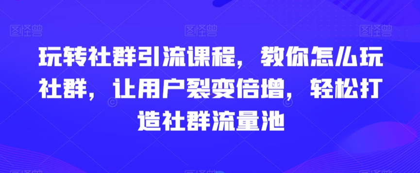 社群引流技巧课程：如何高效利用社群，实现用户裂变增长，打造流量池-网赚项目资源库
