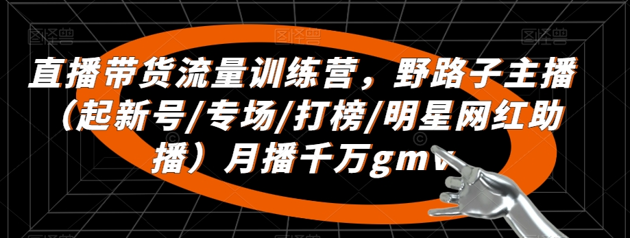 直播带货流量训练营：新号起航、专场打造、打榜策略与明星网红合作，月收千万GMV-网赚项目资源库