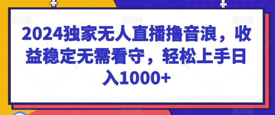 2024年独家无人直播收益稳定，日入1000+轻松上手-网赚项目资源库