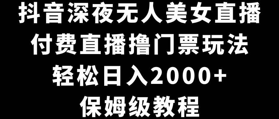 抖音深夜无人美女直播：日入2000+的轻松赚钱教程-网赚项目资源库