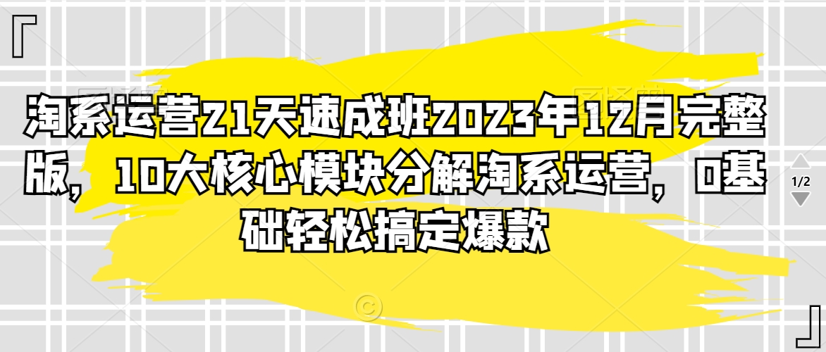 淘系运营速成班2023年12月版：10大核心模块解析，零基础打造爆款-网赚项目资源库