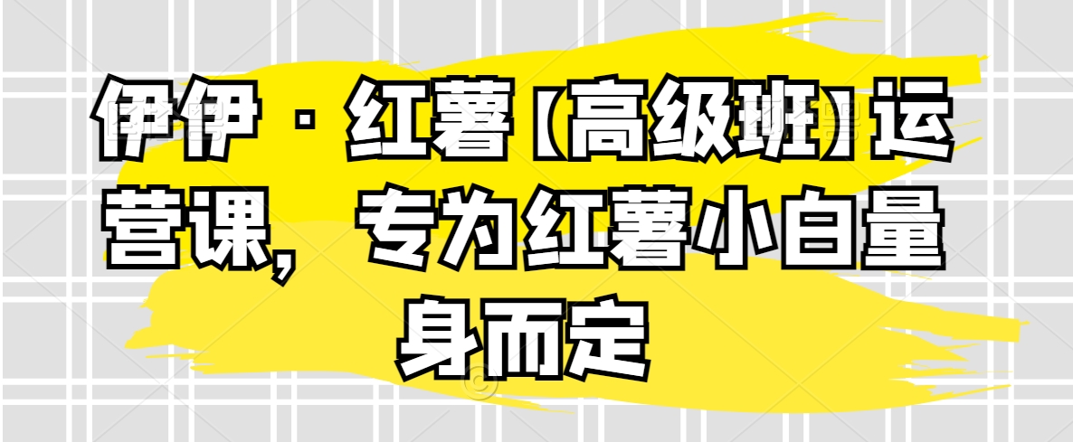 伊伊·红薯高级班运营课，专为红薯新手量身定制-网赚项目资源库