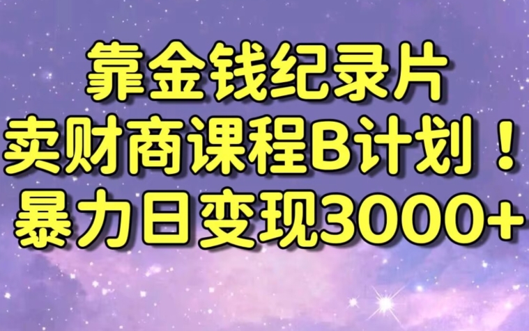 财经纪录片与财商课程结合，日赚3000+的高效变现策略-网赚项目资源库