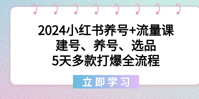 2024小红书养号+流量课：5天打造爆款，快速提升账号影响力-网赚项目资源库