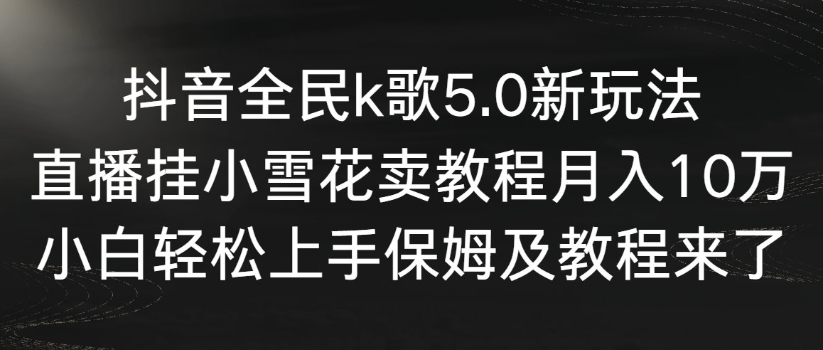 抖音全民k歌5.0新玩法：直播挂小雪花卖教程月入10万，小白轻松上手，保证收益-网赚项目资源库