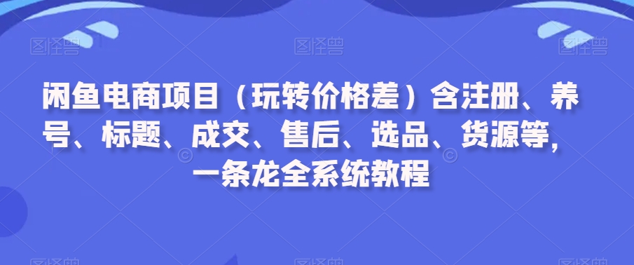 标题：【闲鱼电商项目】掌握价格差，从注册到成交的全流程教程-网赚项目资源库