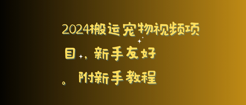 2024年新手友好的宠物搬运视频项目，完美去重教程-网赚项目资源库