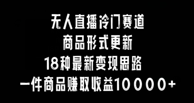 无人直播冷门商品变现策略:18种盈利途径,单件商品收益超万-网赚项目资源库