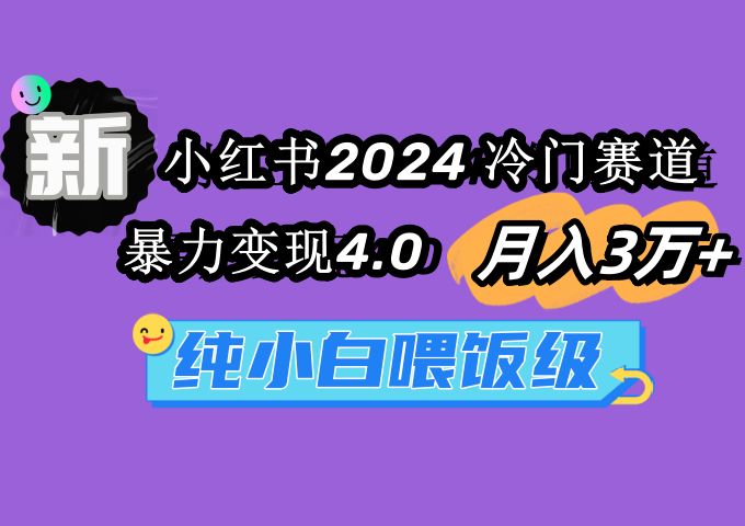 小红书2024年冷门项目月入3万+ 暴力变现4.0 新手友好-网赚项目资源库