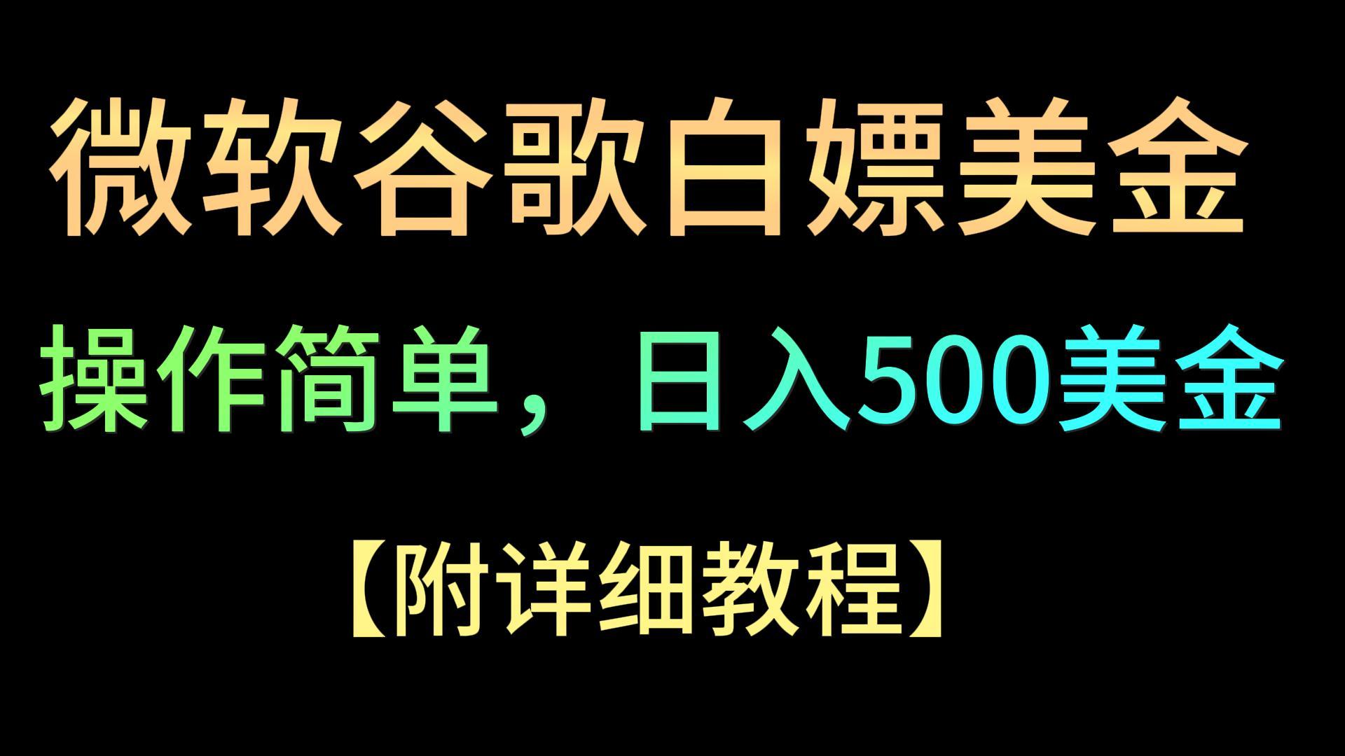 微软谷歌项目3.0：日赚500+美金，简单易上手，小白也能轻松赚钱！-网赚项目资源库