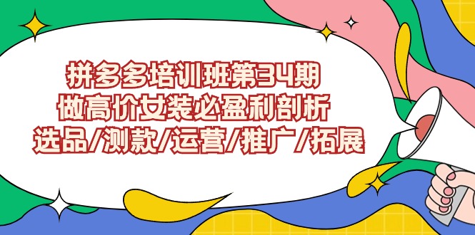 拼多多培训班第34期：揭秘高价女装盈利策略，选品、测款、运营、推广、拓展全解析-网赚项目资源库