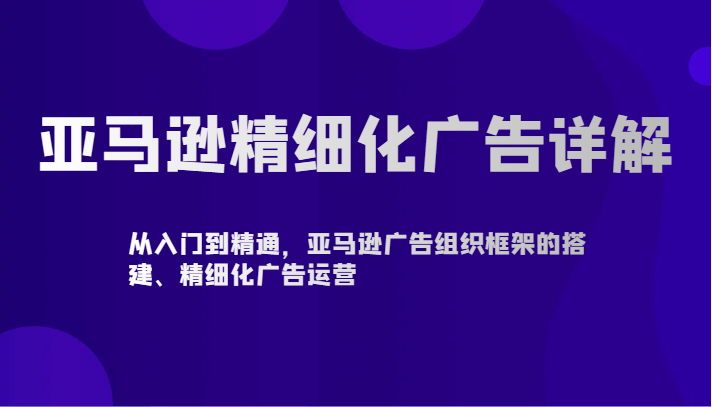 亚马逊精细化广告运营指南：从入门到精通的框架搭建与操作技巧-网赚项目资源库