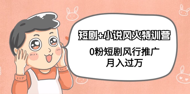 短剧+小说风火特训营：0粉丝月入过万（102节课程）-网赚项目资源库