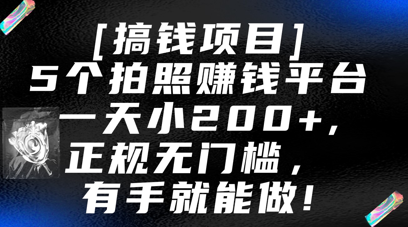 5个赚钱平台：日入200+，无需门槛，保姆级教程-网赚项目资源库