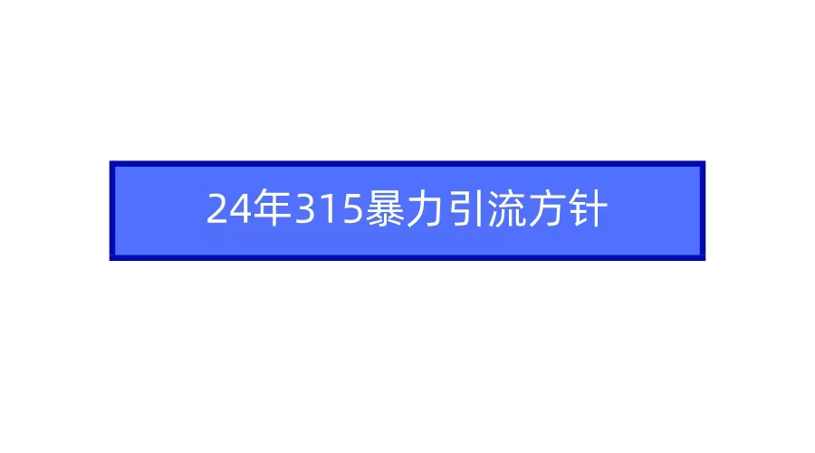 2024年315期间的暴力引流策略-网赚项目资源库