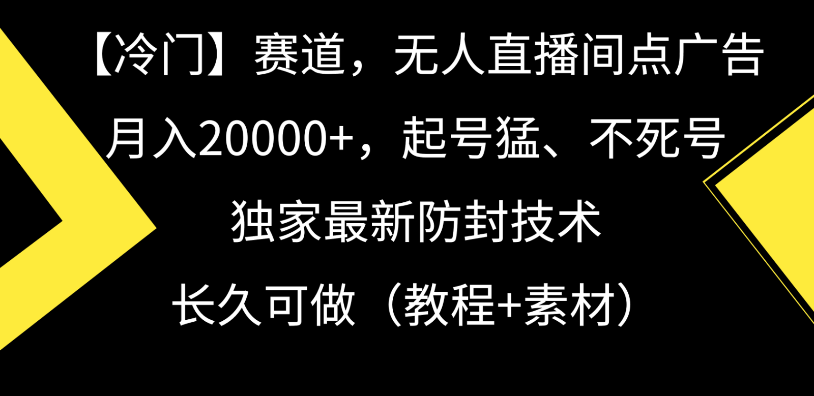 冷门赛道无人直播间广告月入20000+，独家防封技术起号猛不死号-网赚项目资源库