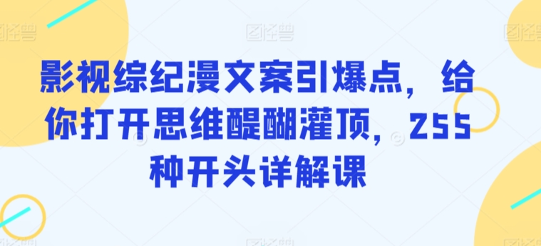 影视综纪漫文案引爆思维，255种开头揭秘课程-网赚项目资源库