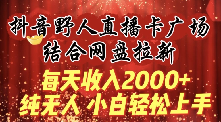 抖音野人直播日入2000+，网盘拉新策略，小白轻松上手-网赚项目资源库