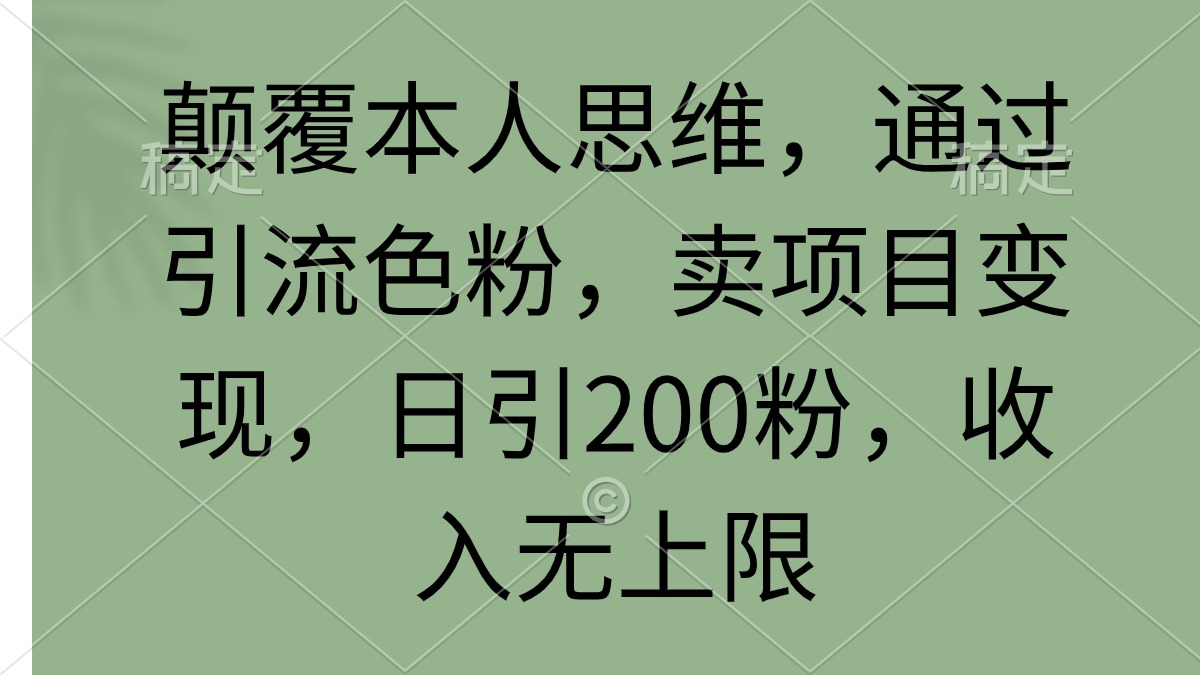 揭秘：日增200粉丝，通过引流变现项目，思维颠覆与收入无限可能-网赚项目资源库