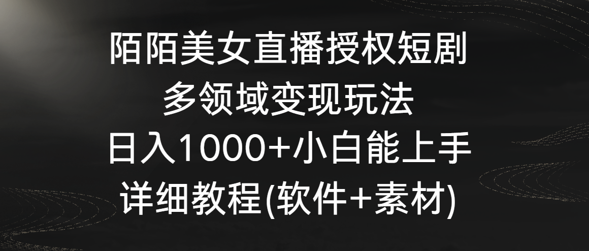 陌陌直播变现教程:日入千元,小白也能轻松上手的多领域变现策略-网赚项目资源库