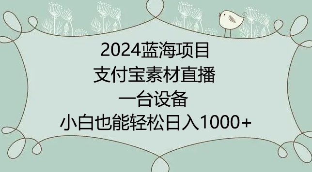2024年支付宝直播项目：无需出境，日入1000+的实操教程-网赚项目资源库