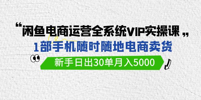 闲鱼电商运营VIP实战课:一部手机轻松卖货,新手日入5000元-网赚项目资源库