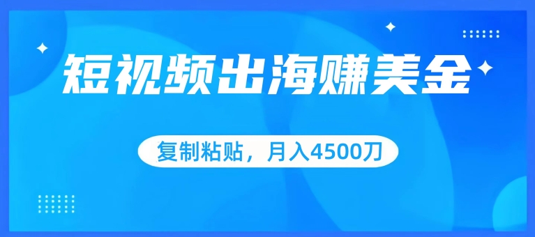 短视频出海赚钱攻略：小白轻松复制粘贴，月入4500美元-网赚项目资源库