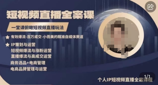 高品质IP短视频直播全案课程：掌握短视频直播核心玩法-网赚项目资源库
