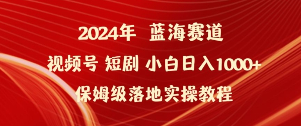 2024年视频号短剧赚钱秘籍：日入1000+保姆级实操教程-网赚项目资源库