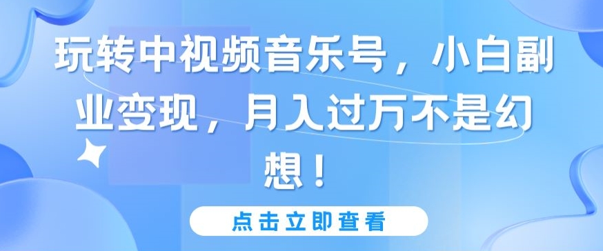 中视频音乐号副业月入过万，新手也能轻松实现-网赚项目资源库