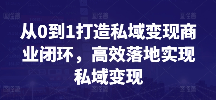 私域变现:从0到1打造商业闭环,高效实现私域变现-网赚项目资源库