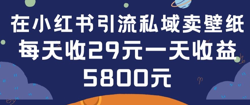 小红书私域引流秘籍：壁纸销售日销200张，每张仅需29元（0-1搭建教程）-网赚项目资源库