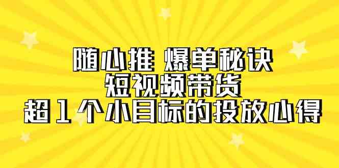 短视频带货超小目标投放心得，7节视频课程揭秘随心推爆单秘诀-网赚项目资源库