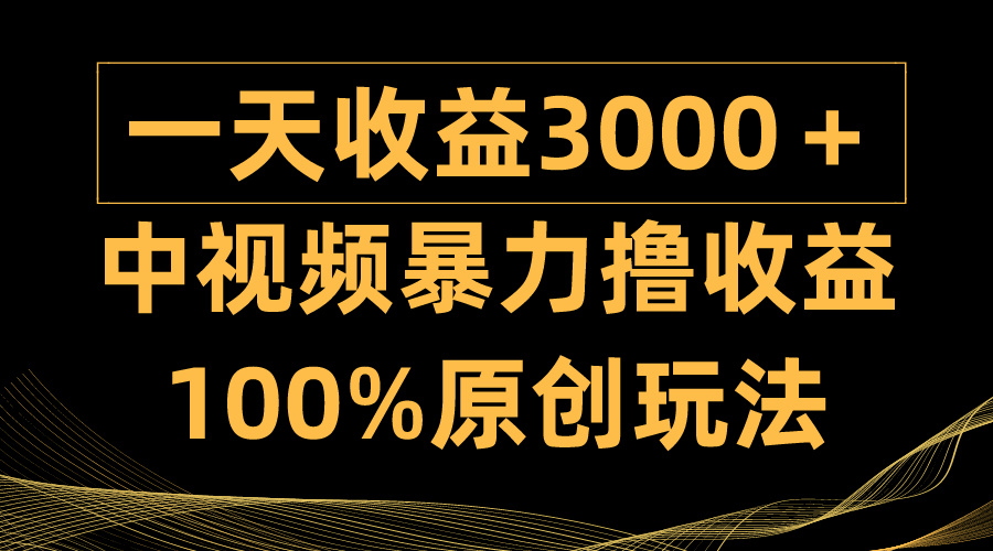 中视频暴力撸收益，日入3000+，100%原创玩法，小白轻松上手多种变现方式-网赚项目资源库