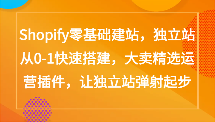 Shopify零基础建站指南:独立站快速搭建与运营插件,助力大卖起步-网赚项目资源库