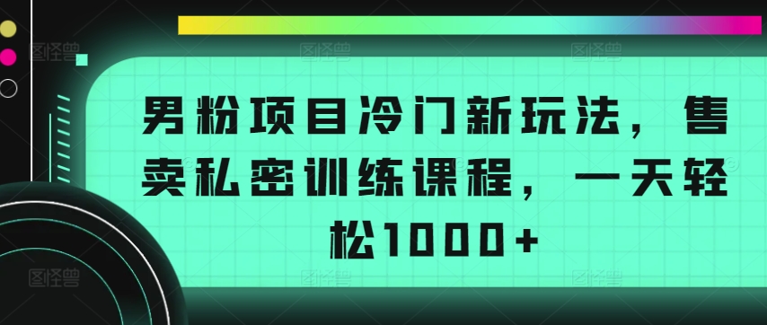 男粉项目新玩法：私密训练课程，日赚1000+-网赚项目资源库