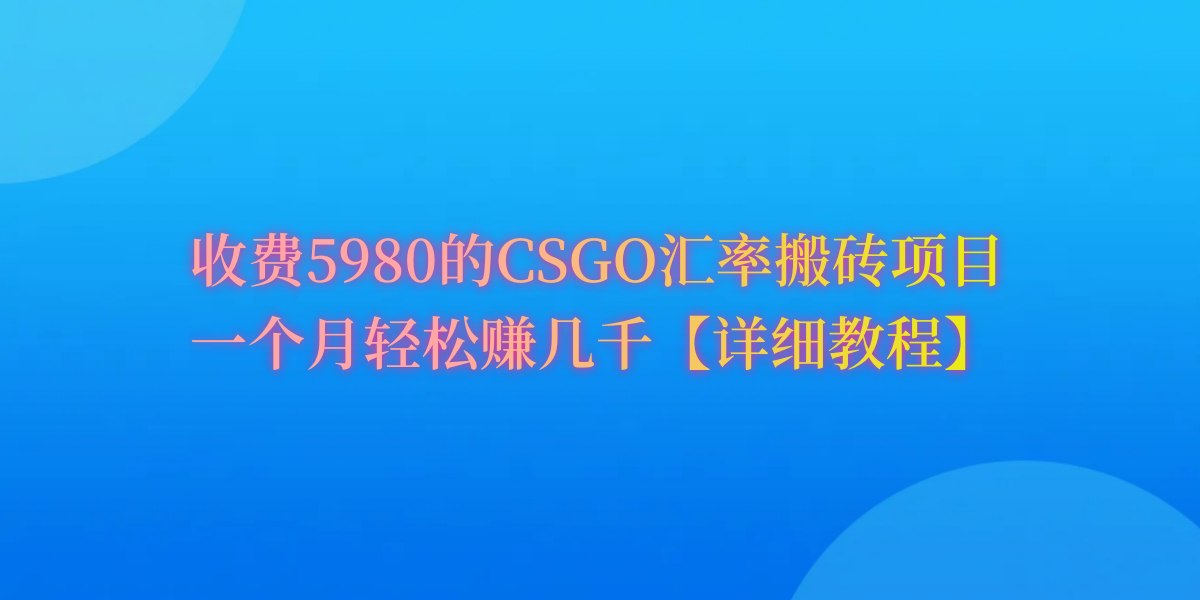 CSGO装备搬砖月收益高达60%！你也可以做到！-网赚项目资源库