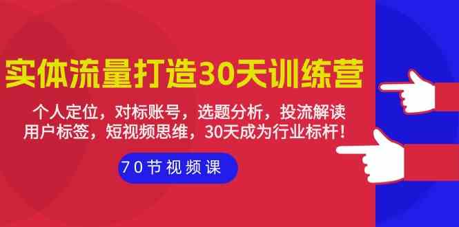 30天实体流量打造训练营：个人定位、对标账号、选题分析与投流策略（70节）-网赚项目资源库