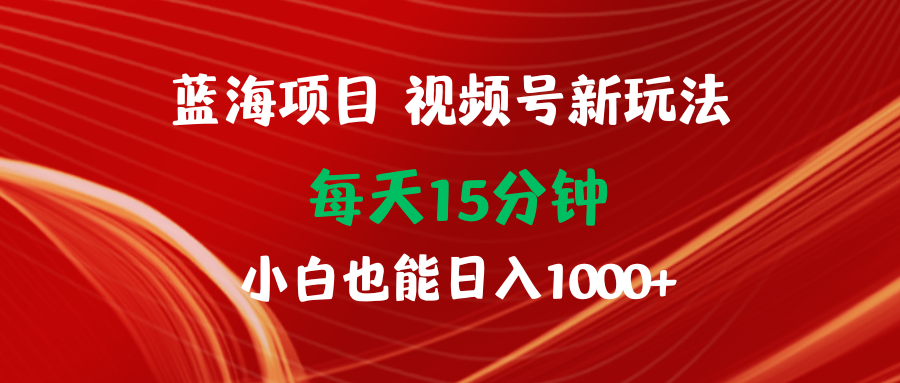 蓝海项目视频号新玩法：每天15分钟，小白日入1000+-网赚项目资源库