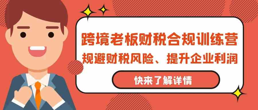 跨境老板财税合规训练营：规避风险，提升利润-网赚项目资源库