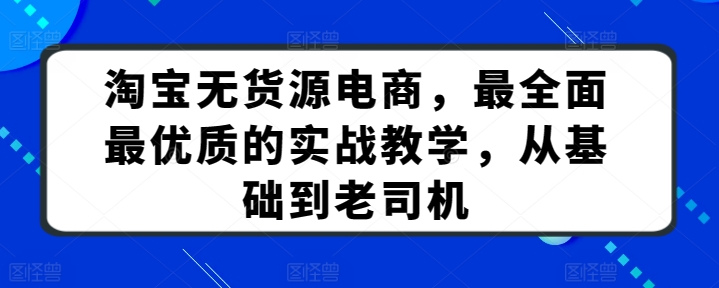 淘宝无货源电商实战教程：全面优质教学，从新手到老司机-网赚项目资源库