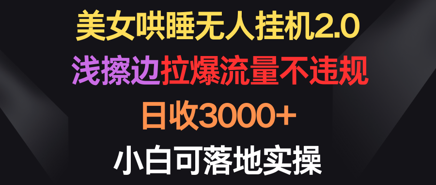 美女哄睡无人挂机2.0，日收3000+，小白可落地实操-网赚项目资源库
