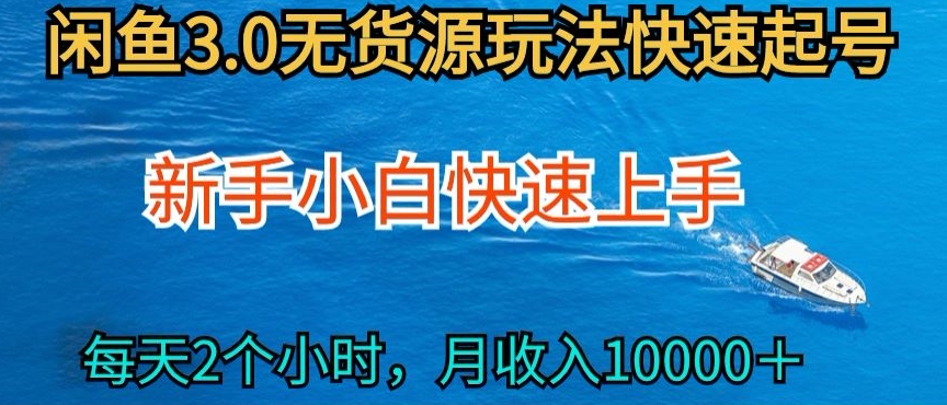 2024年最新闲鱼无货源模式，小白入门快速上手，每天仅需2小时，月入过万不是梦-网赚项目资源库