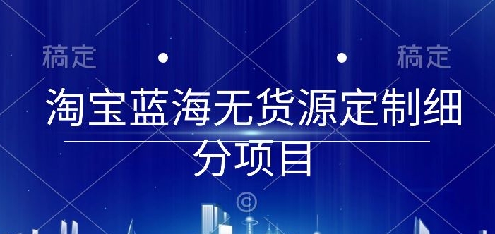 淘宝蓝海无货源定制项目：从零起步到店铺运营全流程实操指南-网赚项目资源库