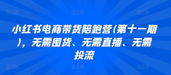 小红书电商带货陪跑营(第十一期 ：无需囤货、直播或投流-网赚项目资源库