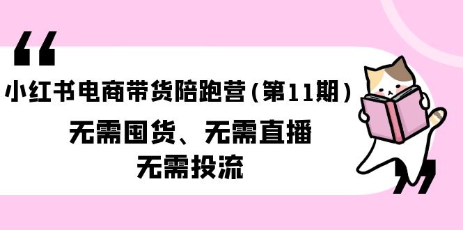 小红书电商带货陪跑营（第11期）无需囤货、直播、投流，赠送10套课程-网赚项目资源库