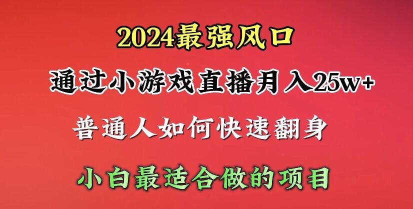 2024年热门小游戏直播：月入25万+，小白也能轻松实现！-网赚项目资源库