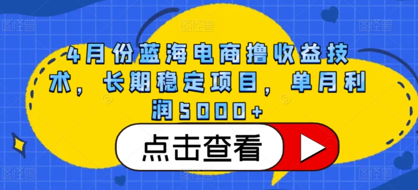 4月蓝海电商收益技术：长期稳定项目，单月利润5000+-网赚项目资源库