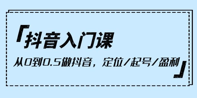 抖音入门课程:从零到盈利,掌握定位、起号与变现技巧(共9课时)-网赚项目资源库