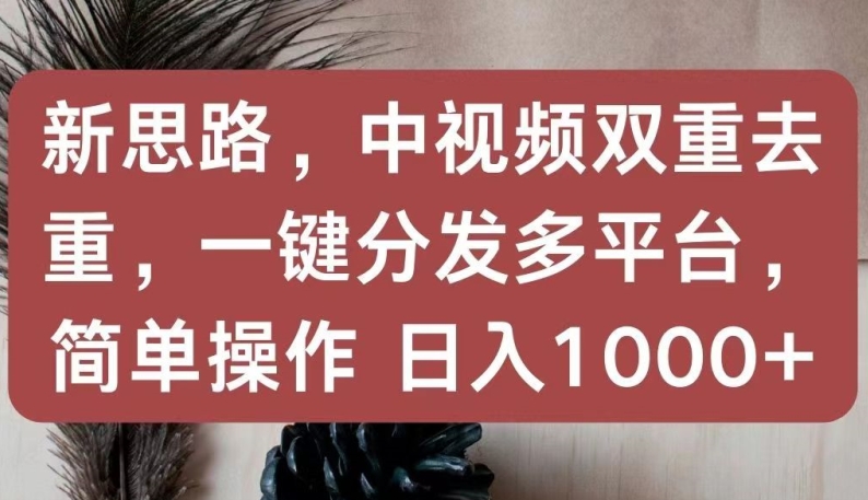 新策略：中视频双重去重，一键分发多平台，简单操作日入1000+-网赚项目资源库
